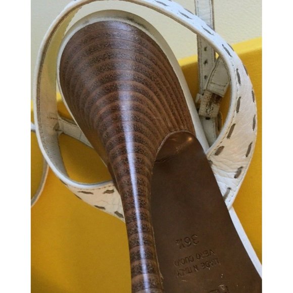 Fendi Women's Sandal Shoes Heels White Leather Authentic Size Italy 36.5 US 6.5 - Picture 11 of 12